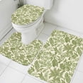 thumbnail image 1 of Tropical Plant Leaves Bathroom Rugs Set Watercolor Palm Leaf Linen Texture Non Slip Absorbent Soft Bath Mats 3 Piece Set with Bathroom Rug, U-Shaped Floor Mat, Toilet Seat Cover Small Size, 1 of 9
