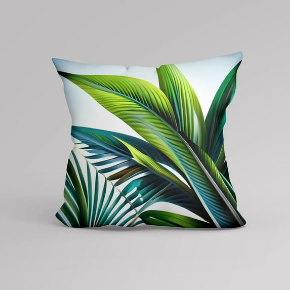 Tropical Plant Living Room Sofa Pillow Light Style Hotel Pillow Cover Abstract Green Plant Sofa Cushion