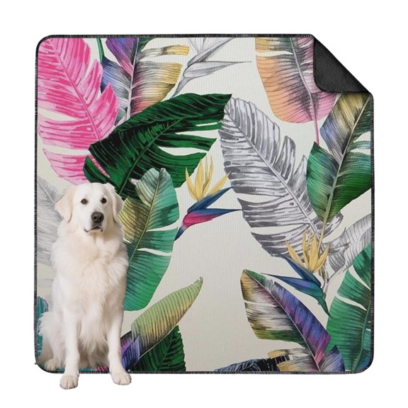 Tropical Plant Pattern Dog Training Pads, Washable Reusable Non-Slip Potty Pad for Apartment Living Protection (Hawaiian plant patterns, 72" x72")