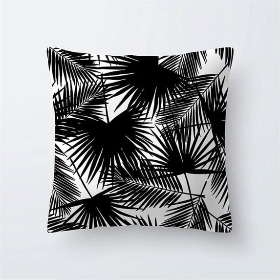 Tropical Plant Pillow Peach Skin Polyester Cushion Cover Sofa Car Home Decor Black White Leaf