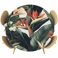 thumbnail image 1 of Tropical Plant Round Tablecloth 55-60 Inch Round Fitted Table Cloth with Elastic Edge, Summer Botanical Leaves Floral Country Waterproof Table Cover Protector for Outdoor Picnic Party Dining, 1 of 6