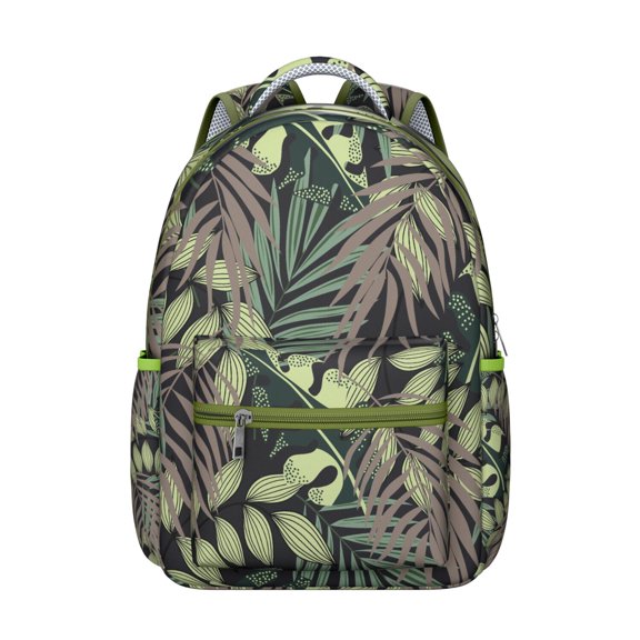 Tropical Plant School Backpack Hawaiian Aloha Jungle Leaves Bag Students’s Backpack for Summer Beach Vacation and Hiking