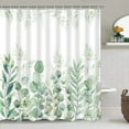 thumbnail image 1 of Tropical Plant Shower Curtain Sets Beige Green Palm Leaves Sage Hibiscus Flower Bath Curtains Bathroom Mat Rugs Toilet Lid Cover, 1 of 5