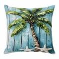 thumbnail image 1 of Tropical Plant Throw Pillow Cover Blue Wood Grain Cotton Linen Cushion Cover Throw Pillow Case with Invisible Zipper for Couch Sofa Bed Chair Car 18x18 Inch, 1 of 14