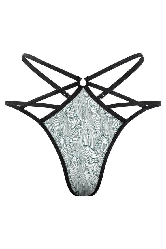 Tropical Plant Tree Summer Open Type Women's Panties Crotch Opening G-strings Thongs Lingeries Underwear