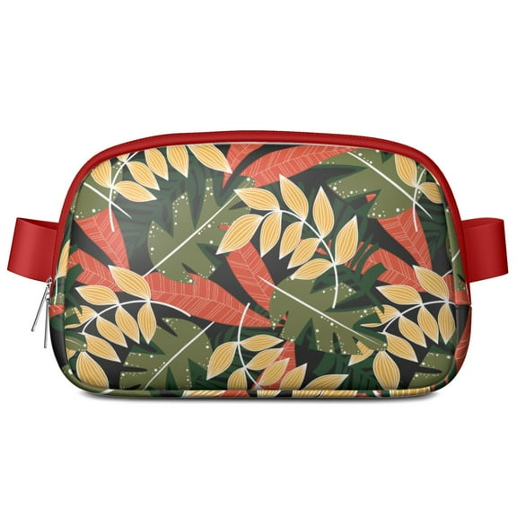 Tropical Plant Waist Bag – Vibrant Fanny Pack with Palm Leaf Design, Ideal for Travel and Summer