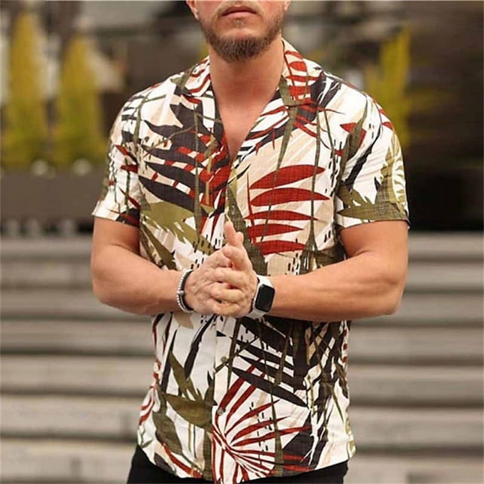 Tropical Plants 3D Hawaiian Shirts Men‘s Breathable Fashion Beach Short