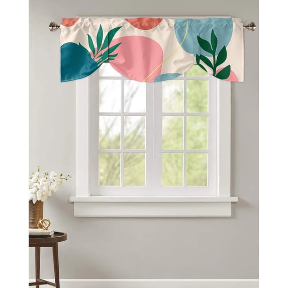 Tropical Plants Abstract Art Geometric Small Curtain Rod Pocket Short Curtains Home Decor Partition Cabinet Door Window Curtains