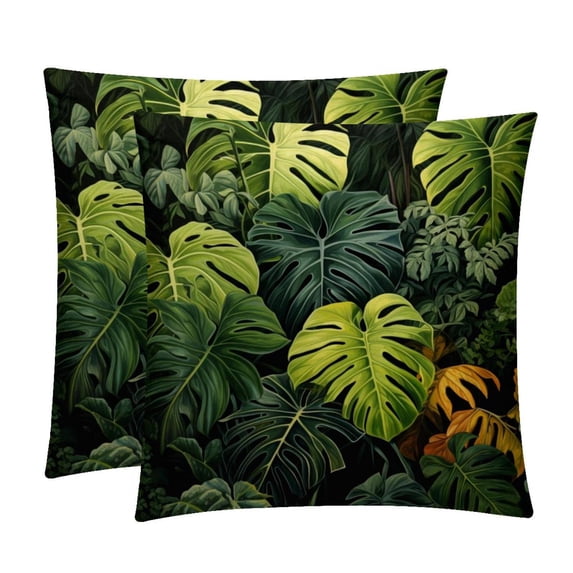 Tropical Plants Decorative Pillows Covers with Unique Patterns for Bed, Home Decor - Set of 2 Pillow Inserts - Available in 16x16, 18x18, 20x20 Inches for Various Occasions