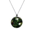 thumbnail image 1 of Tropical Plants Elegant Glass Circular Pendant Necklace - Handcrafted Jewelry for Women, 1 of 5
