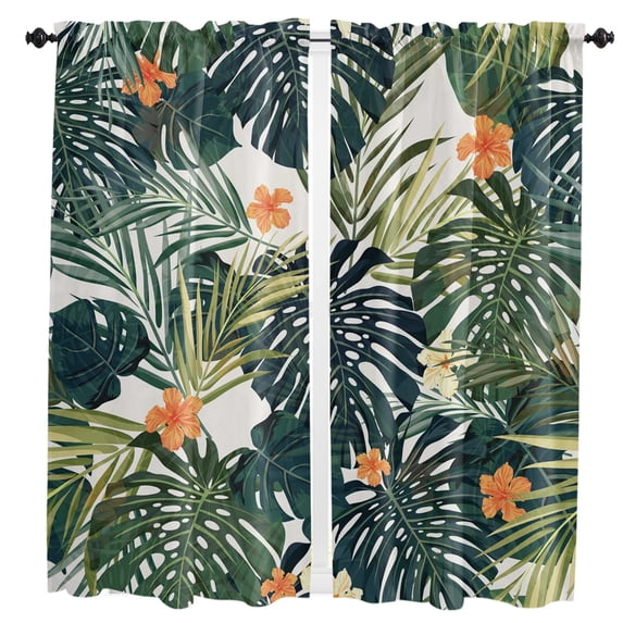 Tropical Plants Flowers Curtains For Living Room Bedroom Window Treatment Home Decoration Drapes Kitchen Curtain