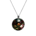 thumbnail image 1 of Tropical Plants Glass Circular Pendant Necklace - Elegant Jewelry for Women, 1 of 5