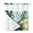 thumbnail image 1 of Tropical Plants No Hook Shower Curtain Waterproof, Bathroom Curtains with Snap in Liners and See Through Top Window, Country Summer Green Palm Leaves Hotel Style Bathtub Curtains Shower 66"Wx72"L, 1 of 8