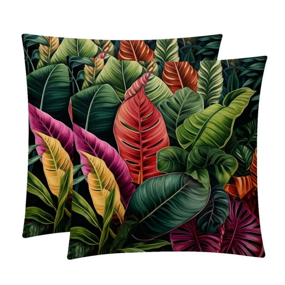 Tropical Plants Inserts - Set of 2 Bed Pillow Inserts with Unique Patterns - Available in Sizes 16x16, 18x18, 20x20 Inches for Throw Pillow Covers - Great for Any Occasion!