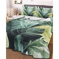 thumbnail image 1 of Tropical Plants King Size Down Alternative Comforter, Lightweight Comforter Quilt Bedding Set with Pillow Shams Country Summer Green Palm Leaves All Seasons Bed Comforter Duvet Insert 96"x106", 1 of 7