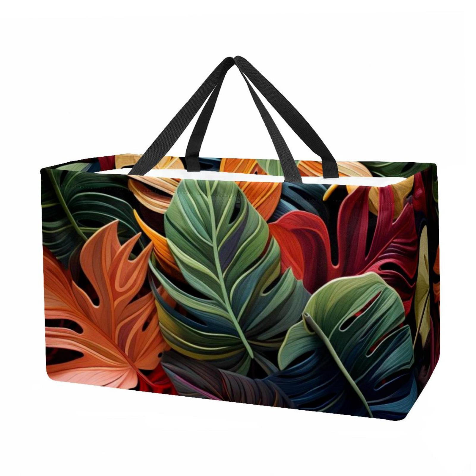 Tropical Plants Large Capacity Reusable Foldable Oxford Cloth Storage