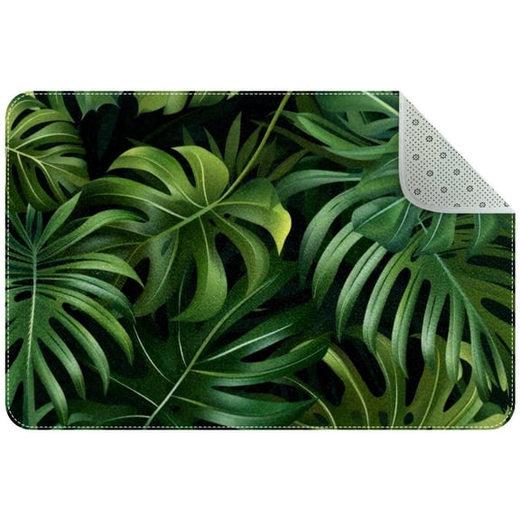 Tropical Plants Leaves Palm Leaves Branches Entryway Rug, 2x3 Area Rug Indoor Door Mat Non-slip Washable Floor Carpet Rug for Bedroom Office Dining Room Bathroom