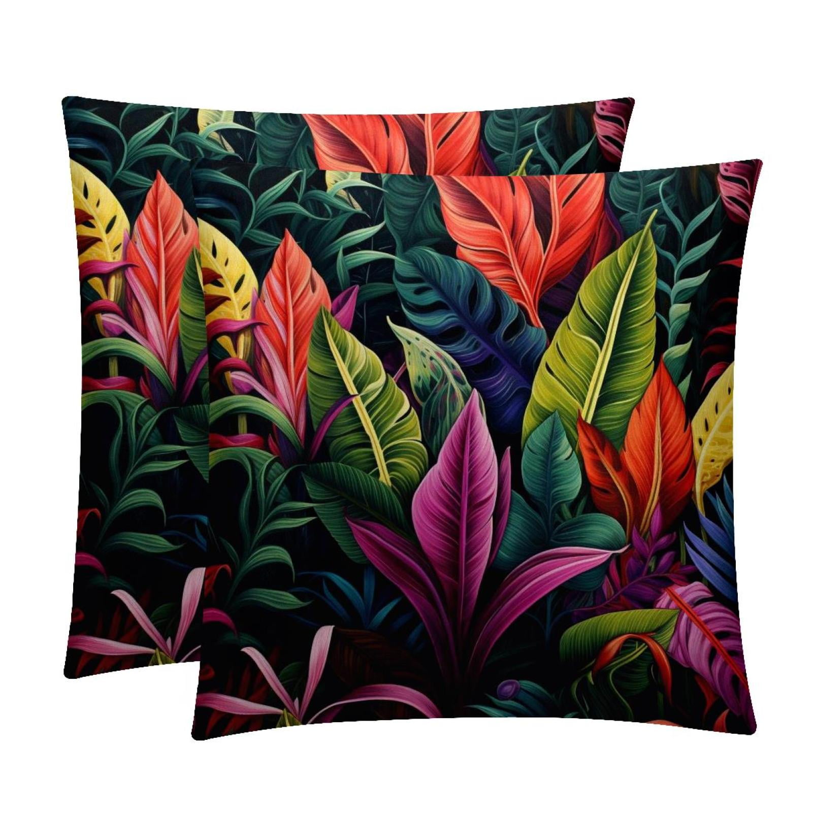 Tropical Plants Luxurious Velvet Throw Pillow Inserts Set of 2, 16x16