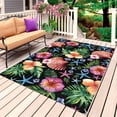 thumbnail image 1 of Tropical Plants Outdoor Rug for Patio/Deck/Porch, Non-Slip Large Area Rug 5 x 7 Ft, Green Leaf Coastal Blue Starfish Shells Indoor Outdoor Rugs Washable Area Rugs, Camping Rug Carpet Runner, 1 of 8