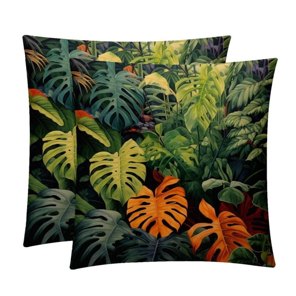 Tropical Plants Pillow Covers Inserts Set with Unique Patterns - 16x16, 18x18, 20x20 Inches - 2 Pack Decorative Throw Pillow Covers for Home Decor and More