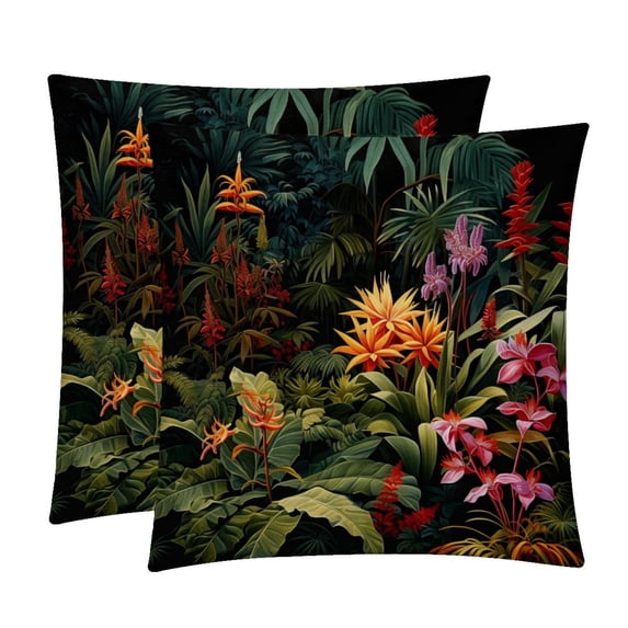 Tropical Plants Pillow Covers Set of 2 with Unique Patterns for Bed, Chair, and Throw Pillows - Available in 16x16, 18x18, and 20x20 Inchesfor Various Occasions