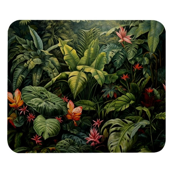 Tropical Plants Printed Square Desk Mat Mousepad, 8.3x9.8 Inch, Non-Slip Rubber Bottom, Suitable for Office and Gaming