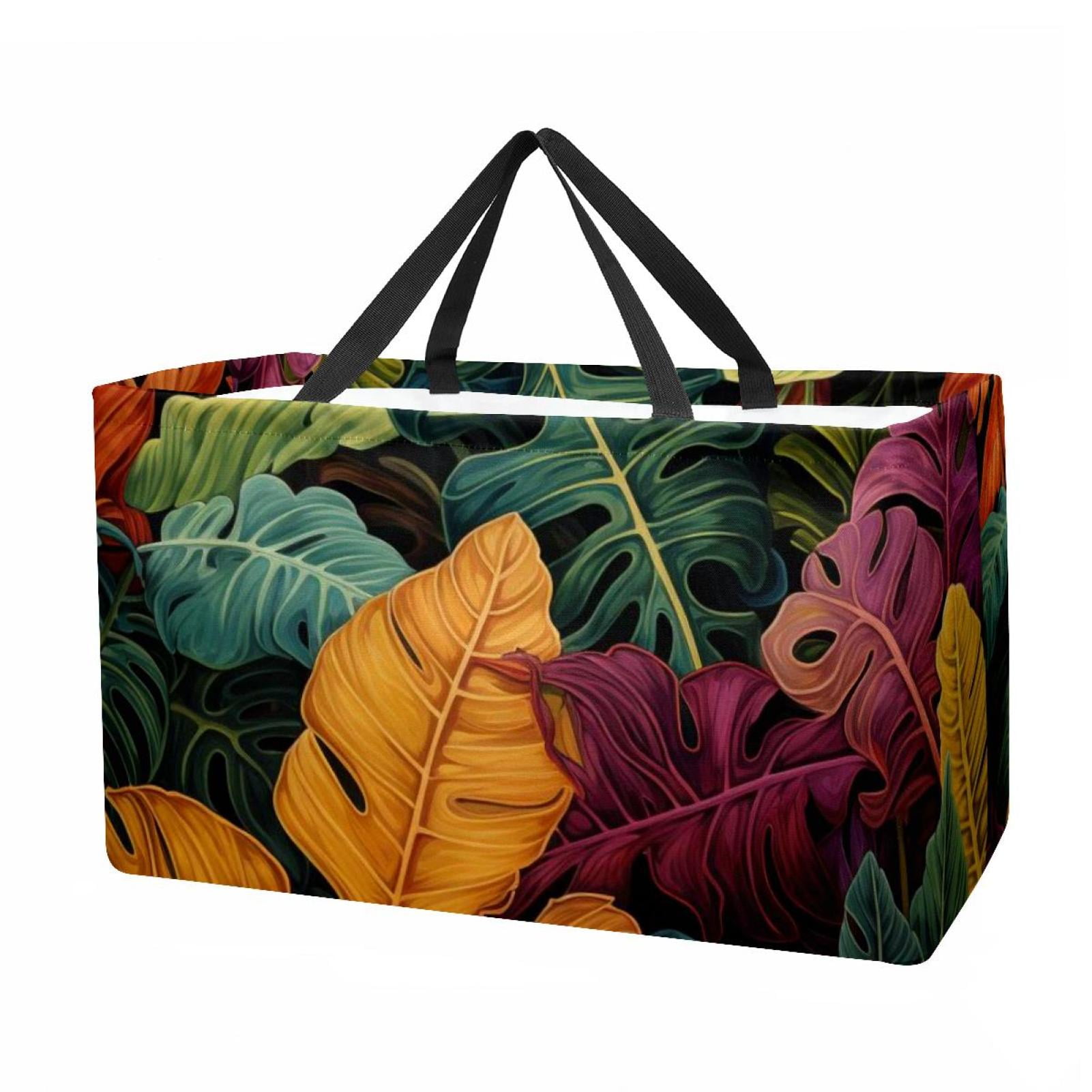 Tropical Plants Reusable Foldable Oxford Cloth Grocery Baskets Grocery
