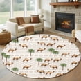 thumbnail image 1 of Tropical Plants Round Rug 7ft Washable Circle Rugs Non Slip Summer Palm Trees Camel Animals Boho Large Area Rug Indoor Floor Carpet for Bedroom Kitchen Living Room Home Office Dining Room Nursery, 1 of 8