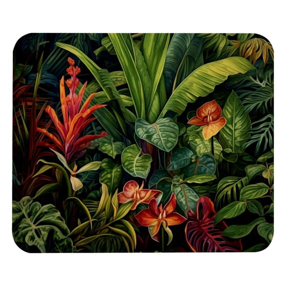 Tropical Plants Square Desk Mat Gaming Mouse Pad, 8.3x9.8 Inch Non-Slip Rubber Bottom Printed Design - Suitable for Office and Gaming