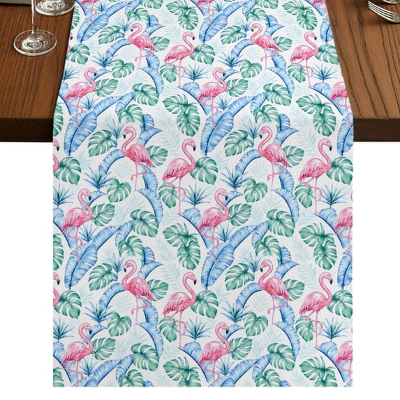 Tropical Plants Table Runner 60 Inches Long, Cotton Linen Table Runner ...