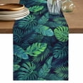 thumbnail image 1 of Tropical Plants Table Runner 70 Inches, Summer Watercolor Teal Green Palm Leaves Bed Runner Dresser Scarves Tabletop for Indoor Outdoor Parties/Ceremony/Banquet, 13" x 70", 1 of 9
