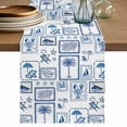 thumbnail image 1 of Tropical Plants Table Runner 90 Inches, Summer Coastal Blue Plaid Palm Trees Bed Runner Dresser Scarves Tabletop for Indoor Outdoor Parties/Ceremony/Banquet, 13" x 90", 1 of 9