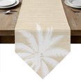 thumbnail image 1 of Tropical Plants Table Runner Linen Burlap Table Runner 120 Inches Long Summer Coastal Palm Tree Leaves Retro Beige Dresser Scarves for Kitchen Island Coffee Dining Room Party Holiday Decor 13"x120", 1 of 8