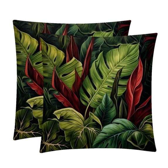 Tropical Plants Throw Pillows Set of 2 with Unique Patterns Covers - Available in 16x16, 18x18, and 20x20 Inches for Various Occasions - Includes Throw Pillow Inserts