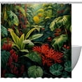 thumbnail image 1 of Tropical Plants Waterproof Printed Shower Curtain Set with Hooks - Decorative Bathroom Decoration, 1 of 6