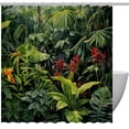thumbnail image 1 of Tropical Plants Waterproof Shower Curtain Sets with Hook, Printed Design - Bathroom Decoration - 3 Piece Set, 1 of 6