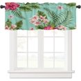 thumbnail image 1 of Tropical Plants Window Valance Curtain Summer Green Leaves Hibiscus Flowers Valance Tier Curtain Blackout Rod Pocket Curtain Valance for Kitchen/Bedroom/Living Room/Bathroom, 1 Panel, 54 x 18 Inch, 1 of 1