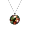 thumbnail image 1 of Tropical Plants Women's Circular Glass Pendant Necklace - Elegant Jewelry for Women, 1 of 5
