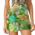 Tropical Plumeria Flowers 3 Light Proof Trouser Skirt sexy short mini