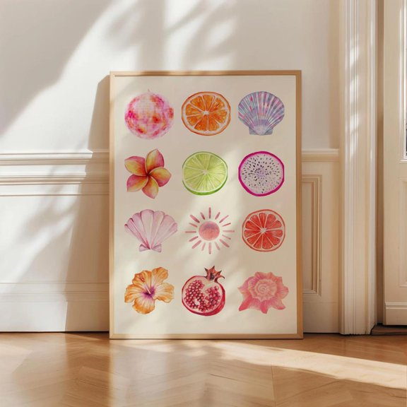 Tropical Poster Coastal Kitchen Wall Art Vibrant Beachy Bohosummer Aesthetic Poster Home Decor, 16x24 UNFRAMED