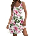 thumbnail image 1 of Tropical Print Dress for Women Sleeveless V Neck Summer Mini Dress Casual Vacation Beach Sundress, 1 of 6