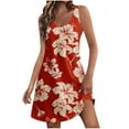 thumbnail image 1 of Tropical Print Dress for Women Sleeveless V Neck Summer Mini Dress Casual Vacation Beach Sundress, 1 of 6