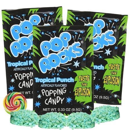 Tropical Punch Pop Rocks Candy, Birthday Party Candy, Pack of 3, .33 Ounces per Bag