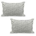 thumbnail image 1 of Tropical Quilted Pillowcover Set of 2, Rainforest Giant Leaves Plants Botanical Jungle Herbs Feng Shui Bush Sketch, Standard Queen Size Pillow Cover for Bedroom, 30" x 20", Grey Dust, by Ambesonne, 1 of 1
