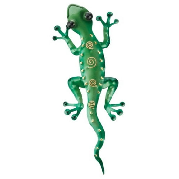 Tropical Rainforest 11 Inches Green Gecko Lizard Metal Wall Art Decor