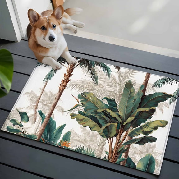 Tropical Rainforest 2x3 Area Rugs for Living Room, Bird of Paradise Flower Summer Palm Tree Non Slip Floor Mat Washable Low-Profile Indoor Carpet for Bedroom, Dining Room, Bathroom