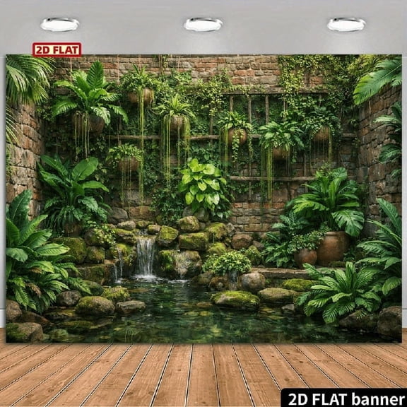 Tropical Rainforest Backdrop Jungle Leafy Plants Mossy Stones Background Natural Green Jungle Wedding Birthday Party Decorations Banner Supplies Photo Booth Props