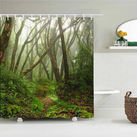 Tropical Rainforest Forest Shower Curtains Bathroom Curtain 3D Natural landscape Fabric Waterproof Bath Curtain with