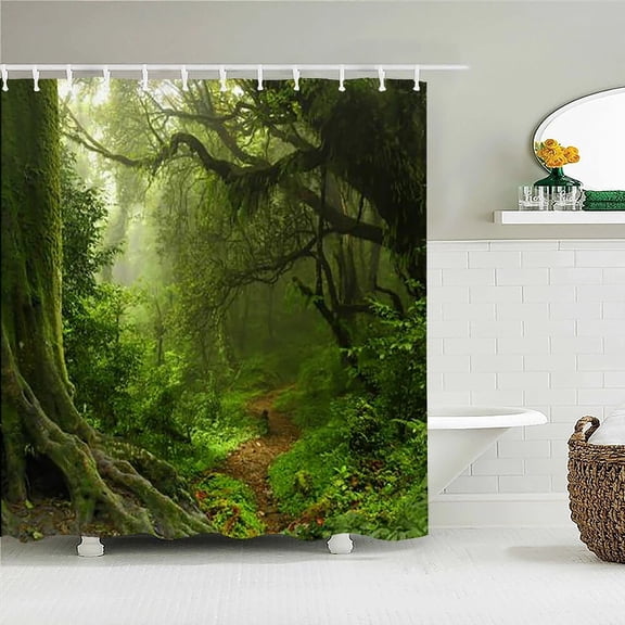 Tropical Rainforest Forest Shower Curtains Bathroom Curtain 3D Natural landscape Fabric Waterproof Bath Curtain with