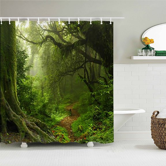 Tropical Rainforest Forest Shower Curtains Bathroom Curtain 3D Natural landscape Fabric Waterproof Bath Curtain with